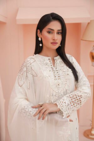 Luxury Chiffon White 3 Pc [ Pret ]