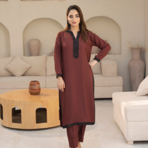 Plain Brown Linen 3 Pc [ Pret ]