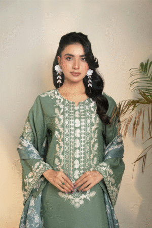 Dhanak Emb Sage Green 3 Pc [ Pret ]