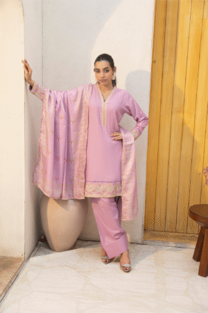 Dhanak Emb Lavender Pink 3 Pc [ Pret ]