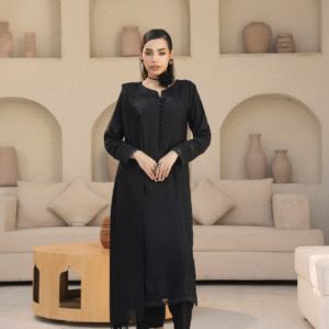 Plain Black Linen 3 Pc [ Pret ]