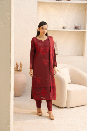 Lenin Embraided Maroon 3 Pc [ Pret ]