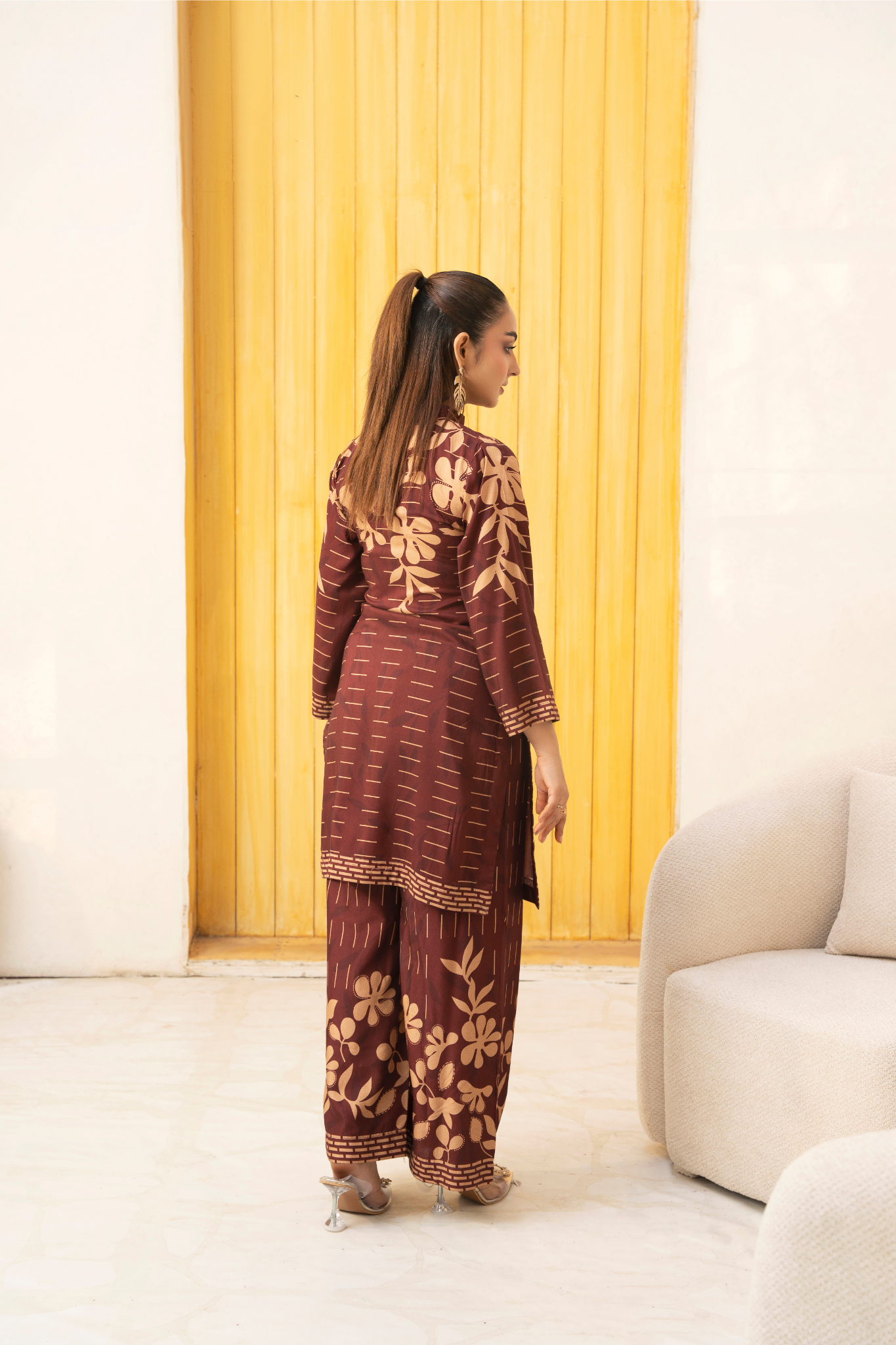 Mocha Bloom Brown Floral Printed 2-Piece Set - Image 3