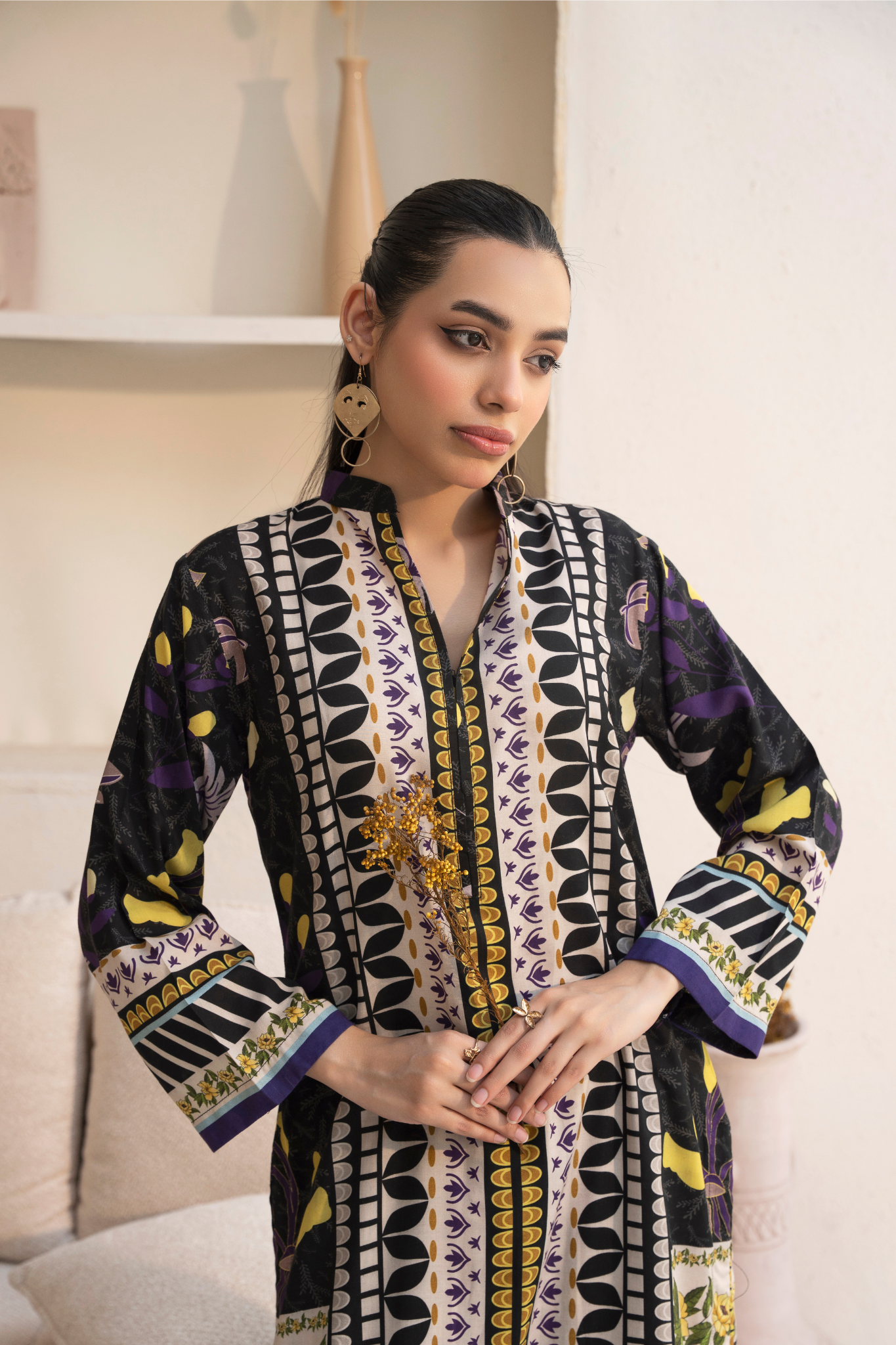 Midnight Bloom Printed Lawn Ensemble 2pc - Image 2