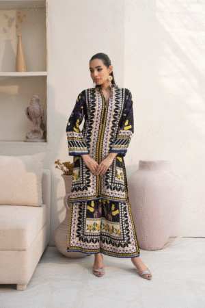 Midnight Bloom Printed Lawn Ensemble 2pc
