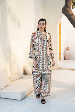 Ivory Bloom Abstract Printed Kurta