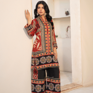 Ethnic Rust Geometric Printed Kurta